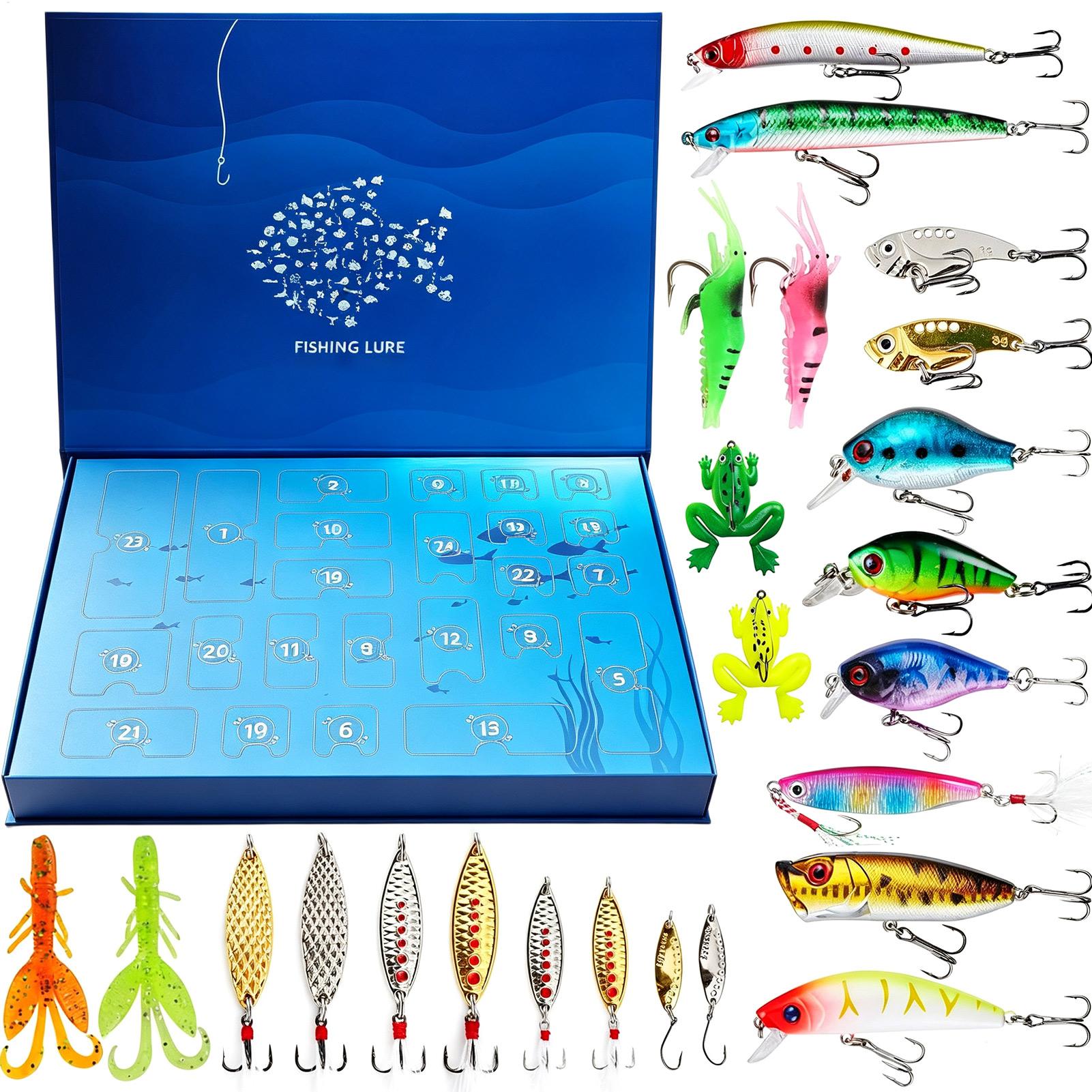 Fishing Lure Box - 24 Tage Weihnachts-Adventskalender für Angelköder, 24