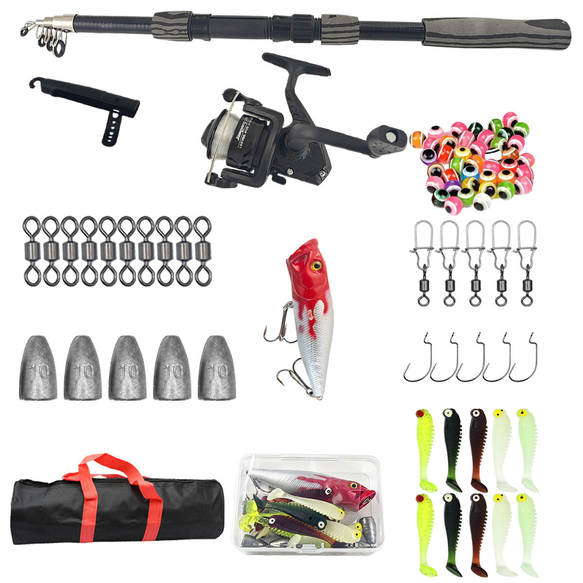 Tragbares Teleskop-Angelruten- – Fishing Lure Spinner Bewertung und Preis